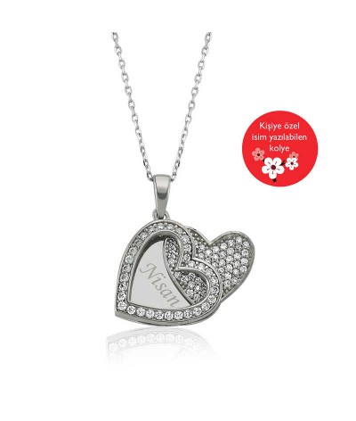 Gümüş İsimli Kalp Bayan Kolye