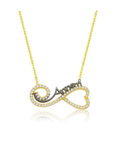 Gümüş Kalpli Sonsuzluk Annem Kolye