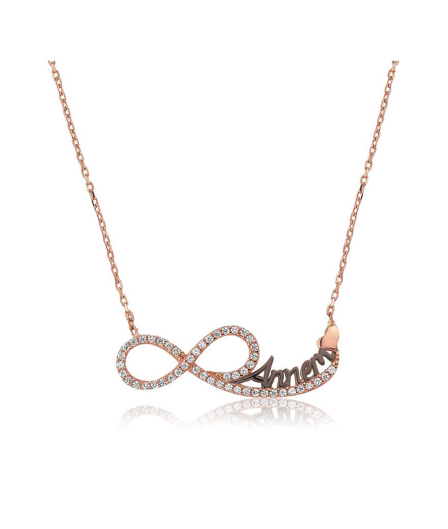 Gümüş Annem Yazılı Sonsuzluk Bayan Kolye