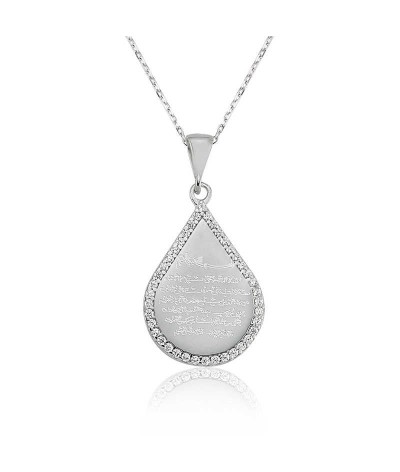 Gümüş Damla Ayetel Kürsi Bayan Kolye