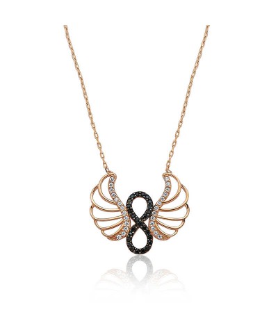 Gümüş Melek Kanadı Sonsuzluk Bayan Kolye