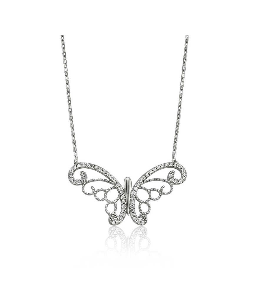 Gümüş Kelebek Bayan Kolye
