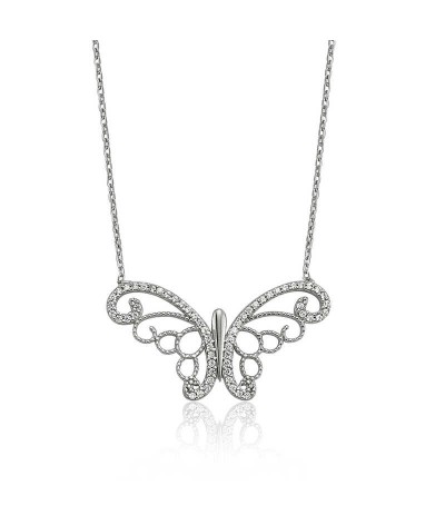 Gümüş Kelebek Bayan Kolye
