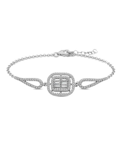 ​Gümüş Baget Taşlı Bileklik