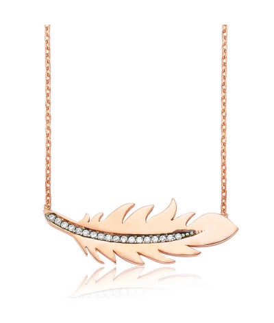 Gümüş Kuş Tüyü Bayan Kolye