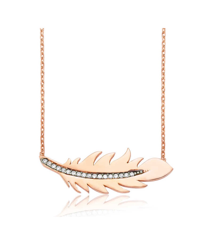 Gümüş Kuş Tüyü Bayan Kolye