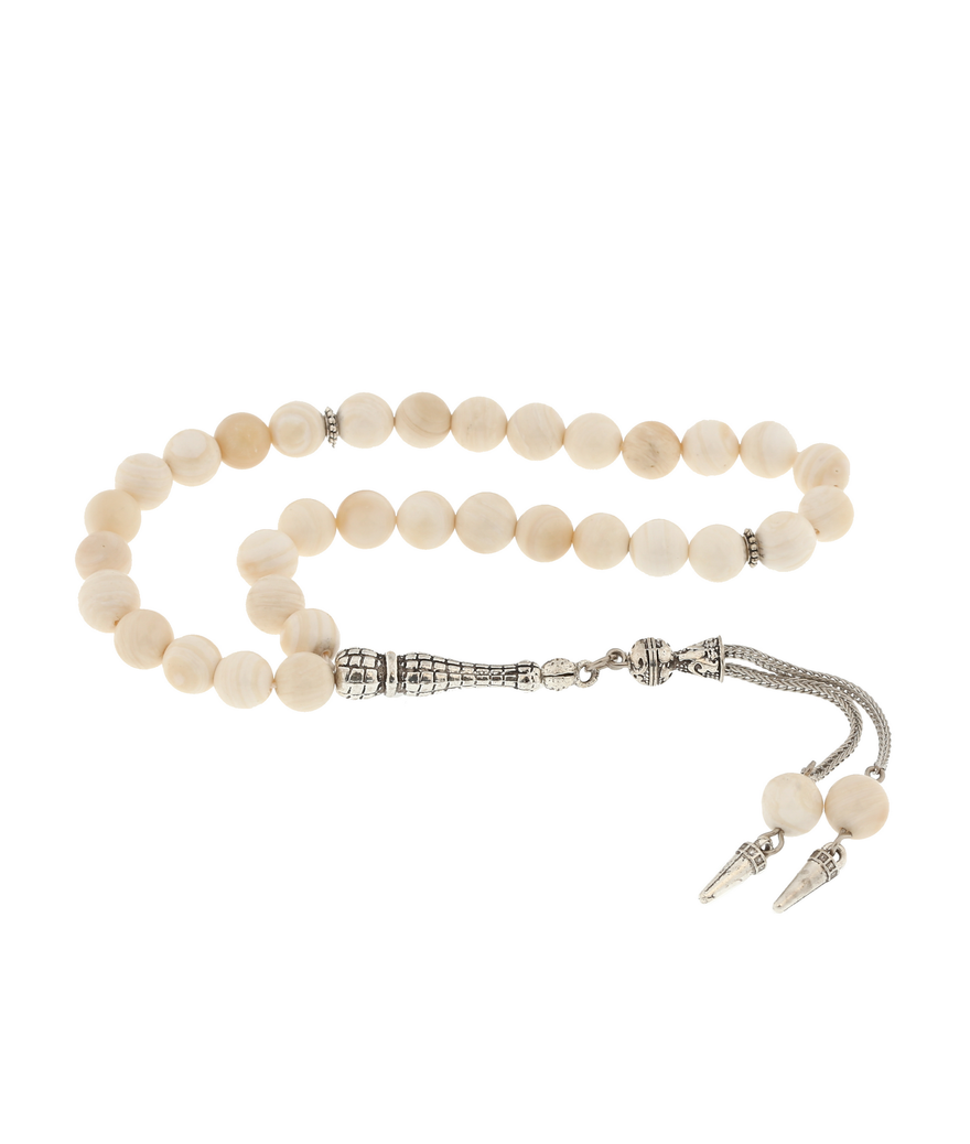 ​Doğaltaş Metal Püsküllü Sedef Taşlı Tesbih