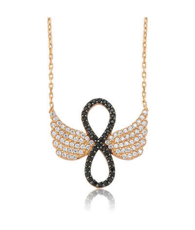 Gümüş Melek Kanadı Sonsuzluk Bayan Kolye