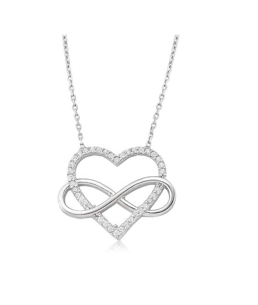 Gümüş Kalpli Sonsuzluk Bayan Kolye