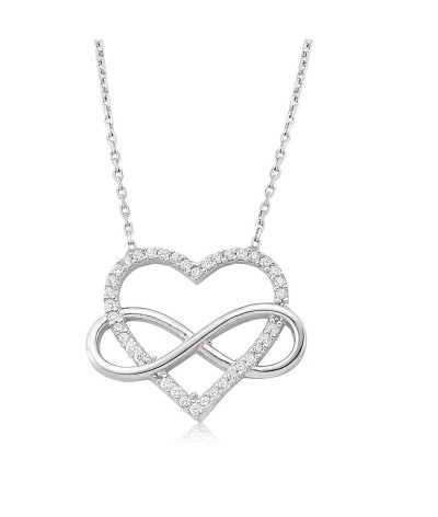 Gümüş Kalpli Sonsuzluk Bayan Kolye