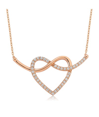 Gümüş Sonsuzluk Kalp Bayan Kolye