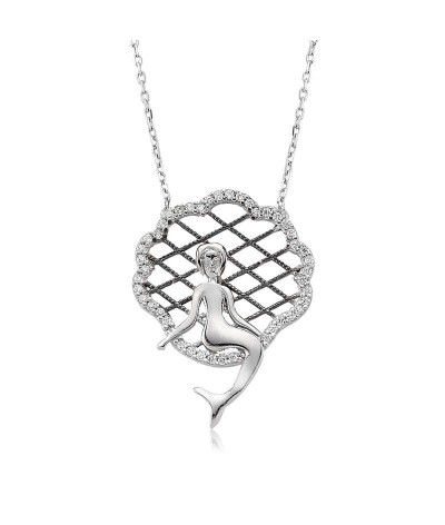 Gümüş Deniz Kızı Bayan Kolye