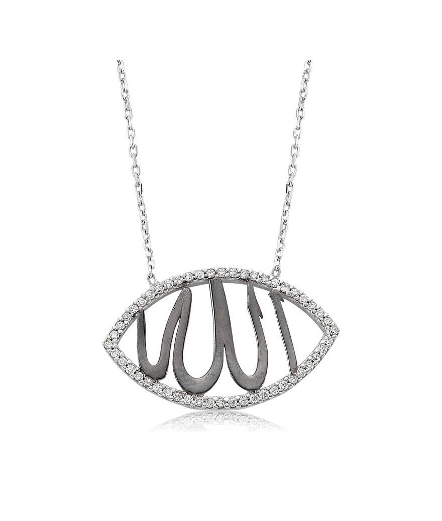 Gümüş Allah Yazılı Bayan Kolye