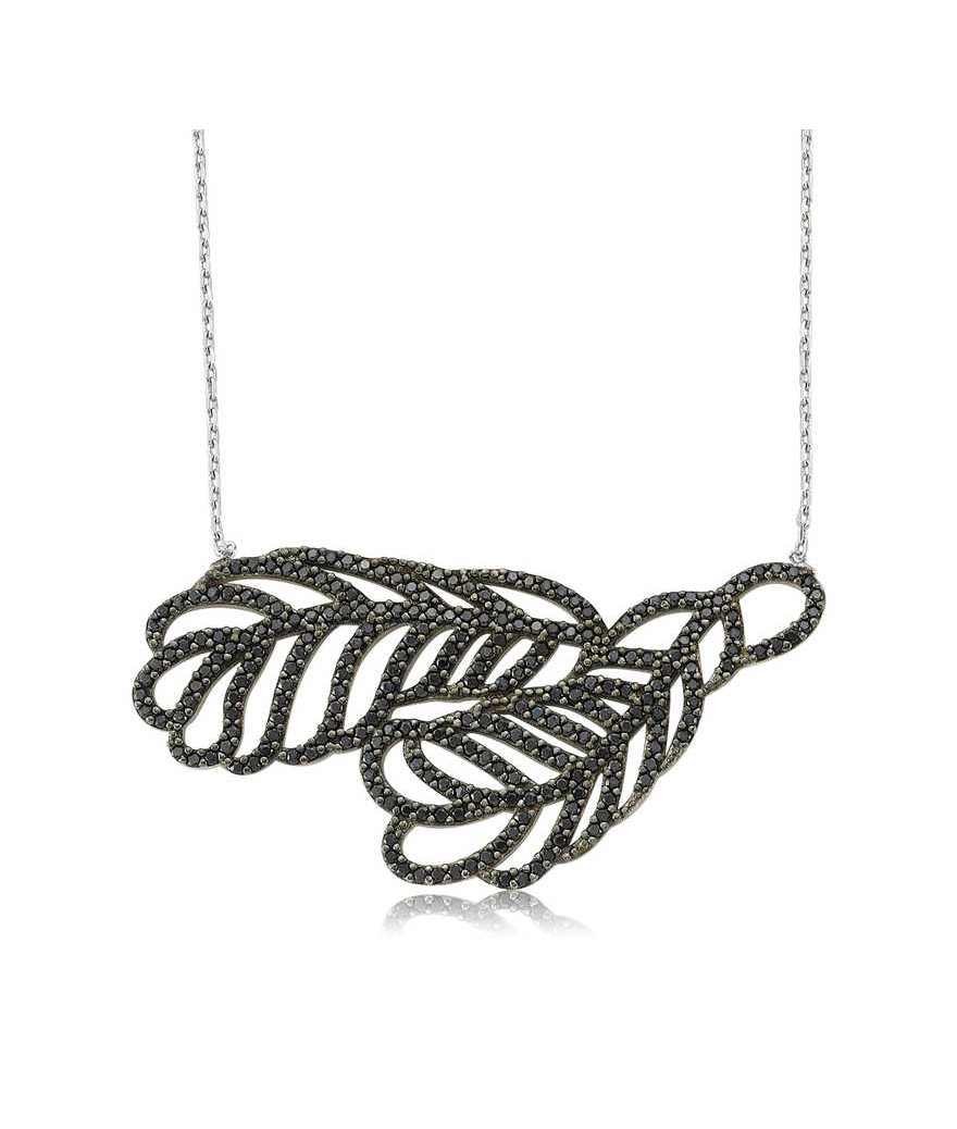 Gümüş İki Yaprak Bayan Kolye