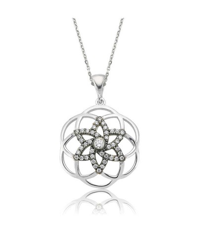Gümüş Yıldız Yaşam Çiçeği Bayan Kolye