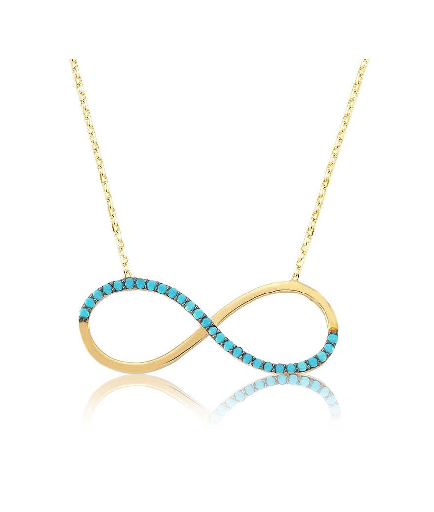 Gümüş Firuze Taşlı Sonsuzluk Bayan Kolye