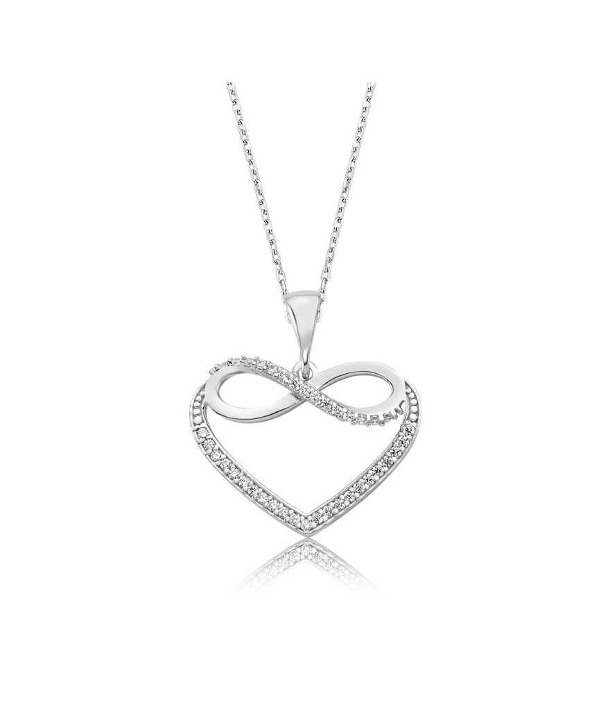 Gümüş Kalpli Sonsuzluk Bayan Kolye