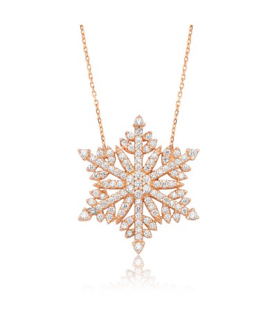 Gümüş Kar Tanesi Bayan Kolye