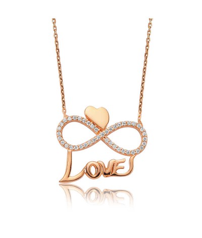 Gümüş Kalpli Sonsuzluk Love Bayan Kolye