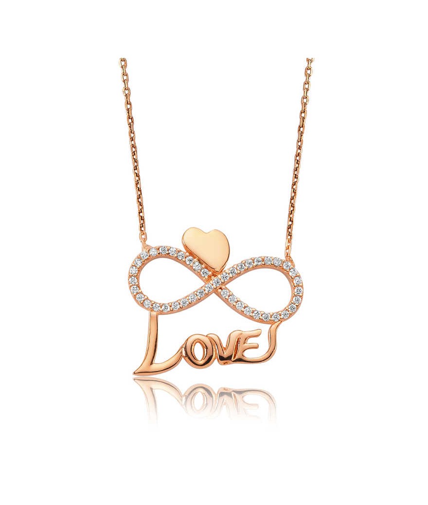 Gümüş Kalpli Sonsuzluk Love Bayan Kolye