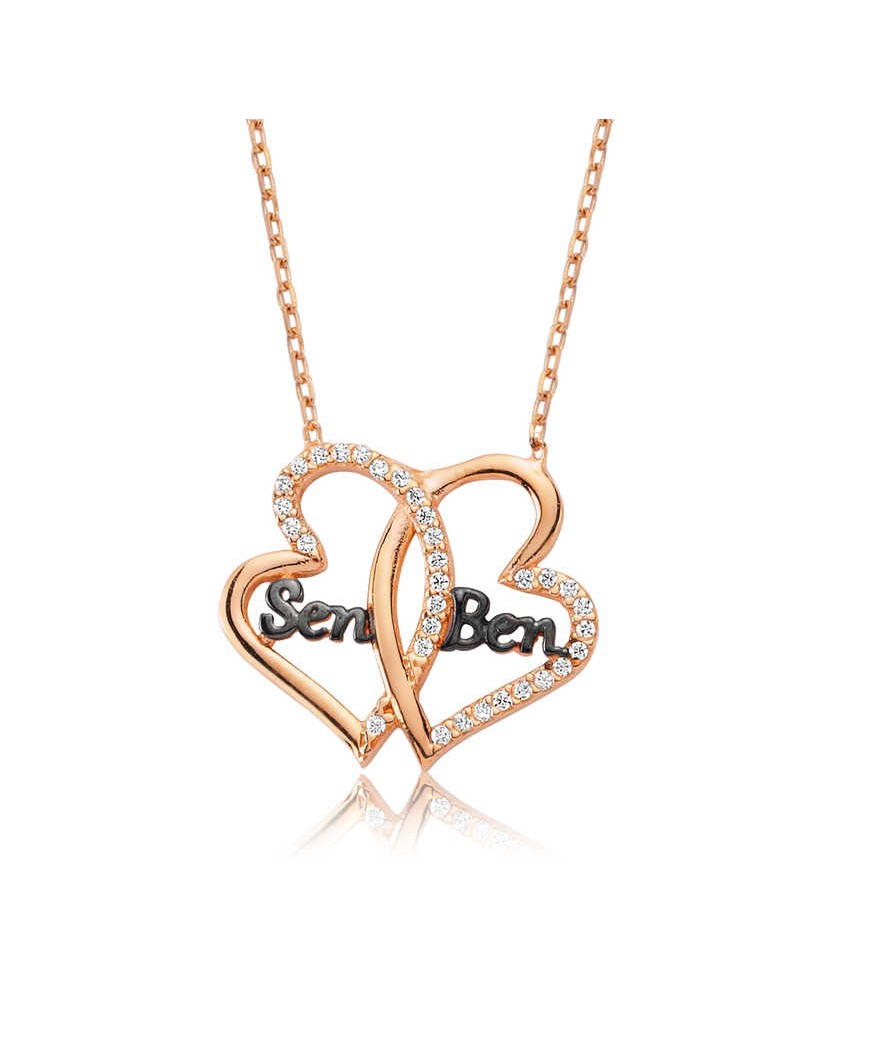 Gümüş Kalpli Sen Ben Bayan Kolye