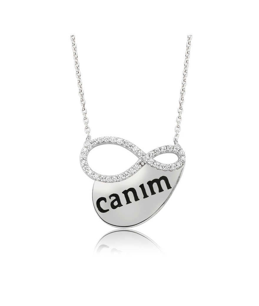 Gümüş Canım Yazılı Sonsuzluk Bayan Kolye