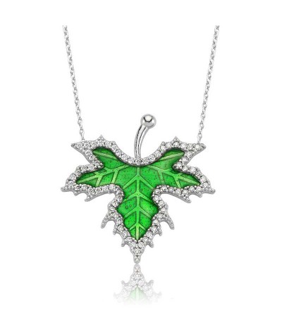 Gümüş İlkbahar Çınar Yaprağı Bayan Kolye