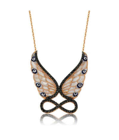 Gümüş Melek Kanadı Sonsuzluk Bayan Kolye