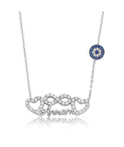 Gümüş Sonsuzluk Kalp Annem Bayan Kolye