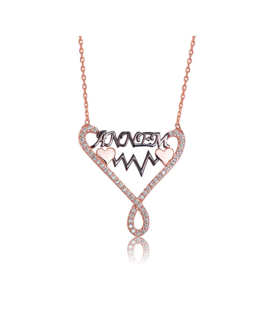 Gümüş Annem Yazılı Sonsuzluk Bayan Kolye