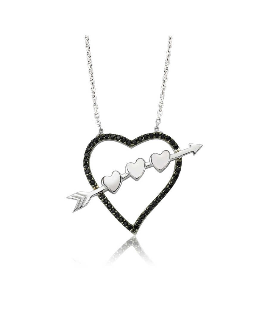 Gümüş Oklu Kalp Bayan Kolye