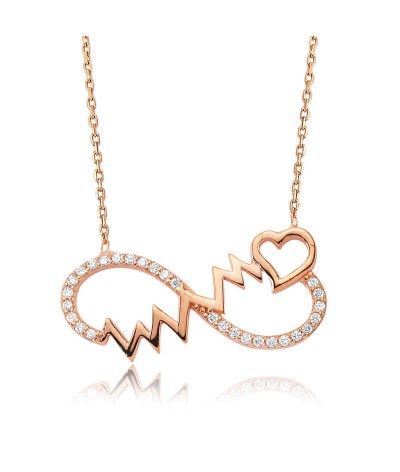 Gümüş Kalp Ritimli Sonsuzluk Kolye