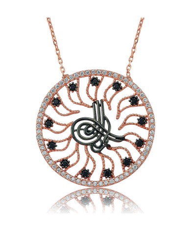 Gümüş Tuğralı Güneş Bayan Kolye