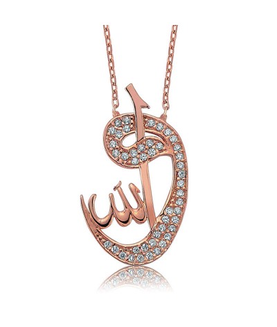 Gümüş Allah Yazılı Vav Bayan Kolye