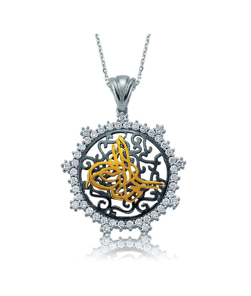 Gümüş Taşlı Tuğra Bayan Kolye