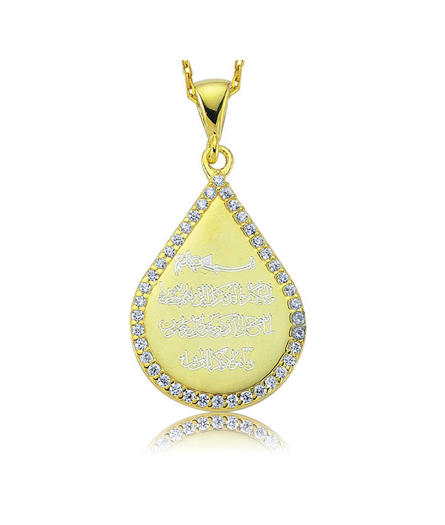 Gümüş Damla Nazar Duası Bayan Kolye