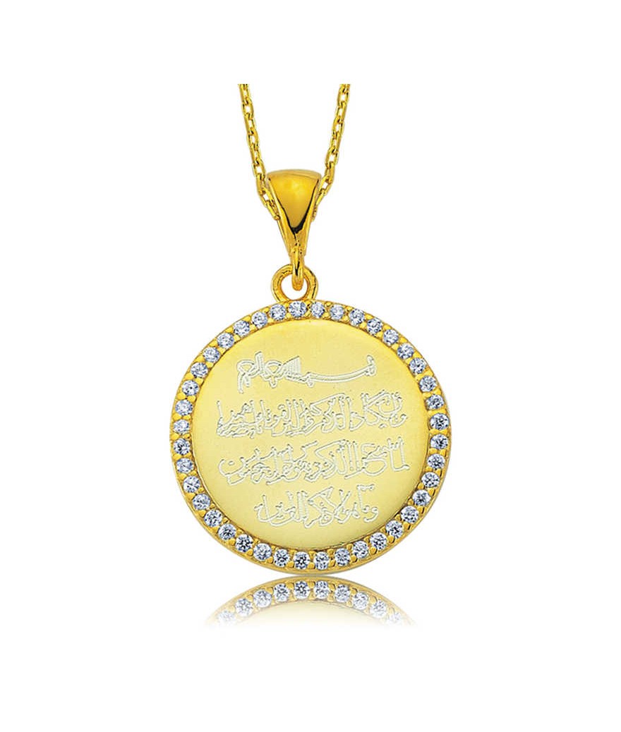 Gümüş Taşlı Nazar Duası Bayan Kolye