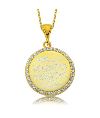 Gümüş Taşlı Nazar Duası Bayan Kolye