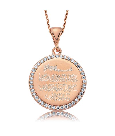 Gümüş Taşlı Nazar Duası Bayan Kolye