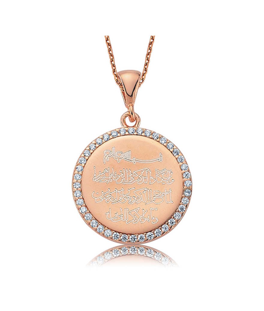 Gümüş Taşlı Nazar Duası Bayan Kolye