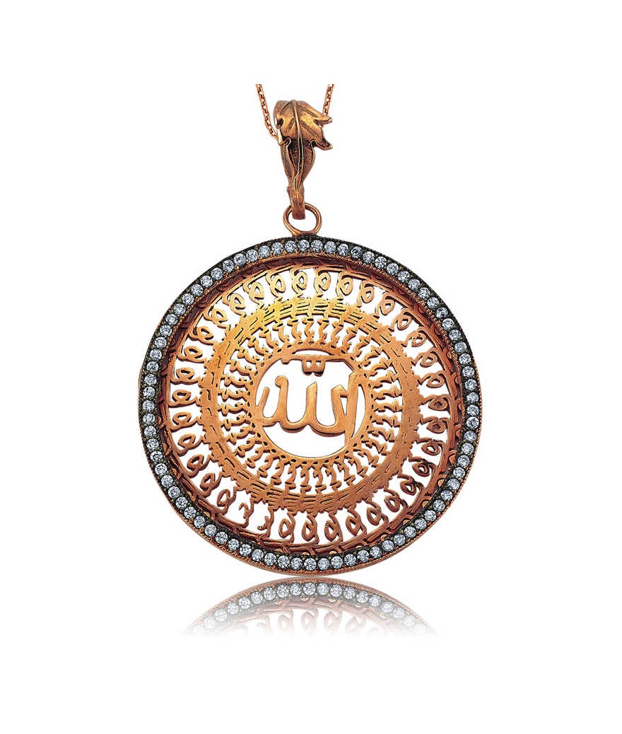 Gümüş Allah Yazılı Bayan Kolye