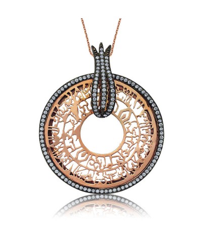 Gümüş Laleli Nur Suresi Bayan Kolye