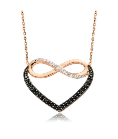 Gümüş Kalpli Sonsuzluk Bayan Kolye