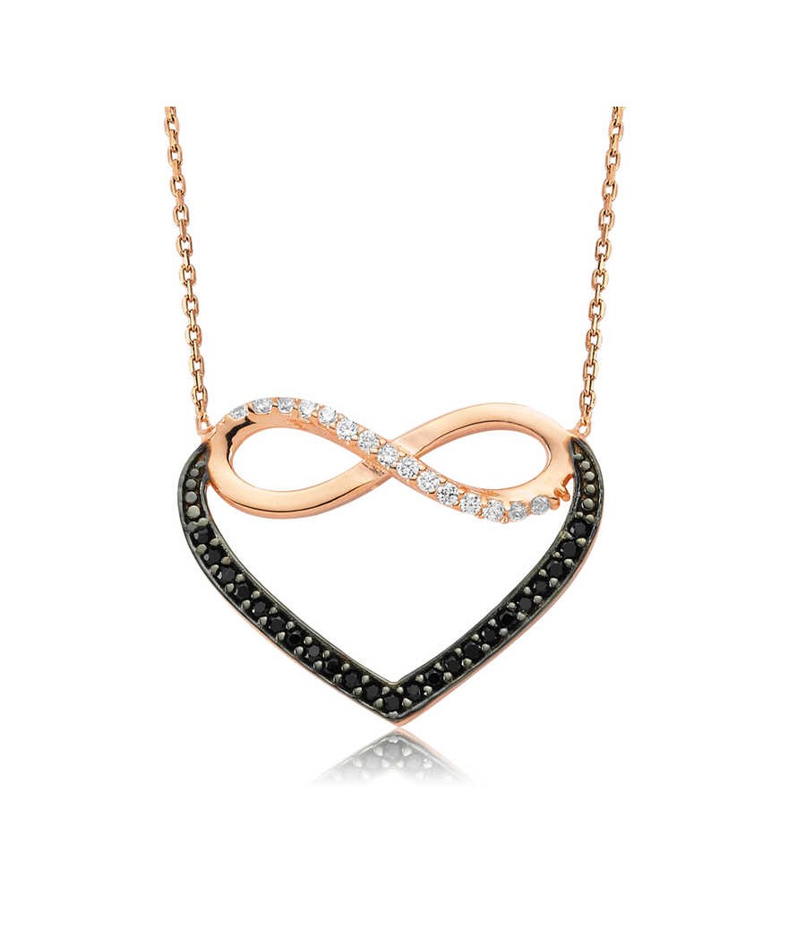 Gümüş Kalpli Sonsuzluk Bayan Kolye