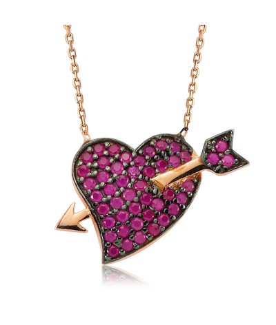 Gümüş Pembe Aşk Oku Bayan Kolye