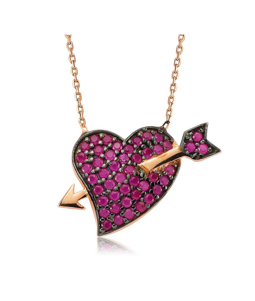 Gümüş Pembe Aşk Oku Bayan Kolye