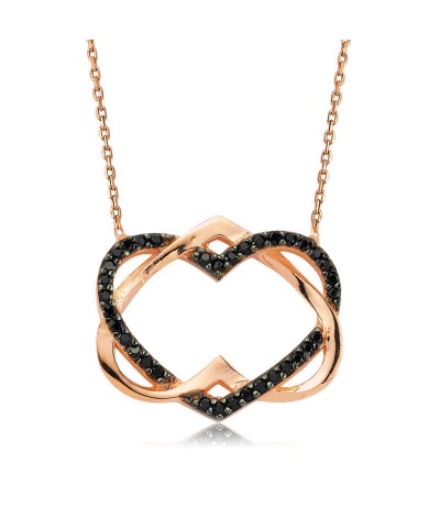 Gümüş Birleşmiş Kalpler Bayan Kolye