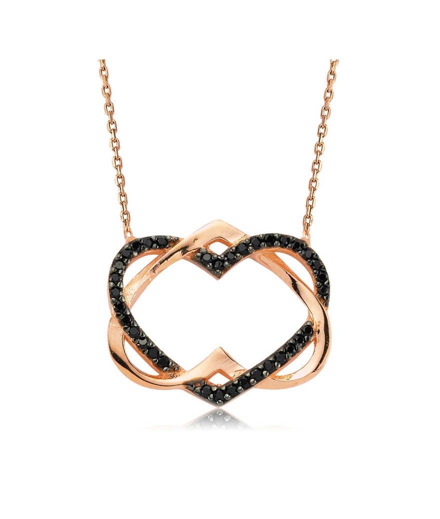 Gümüş Birleşmiş Kalpler Bayan Kolye