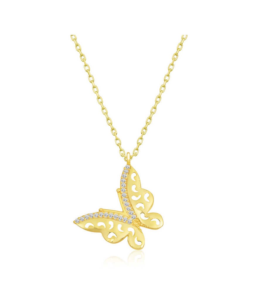 Gümüş Gold Kelebek Bayan Kolye