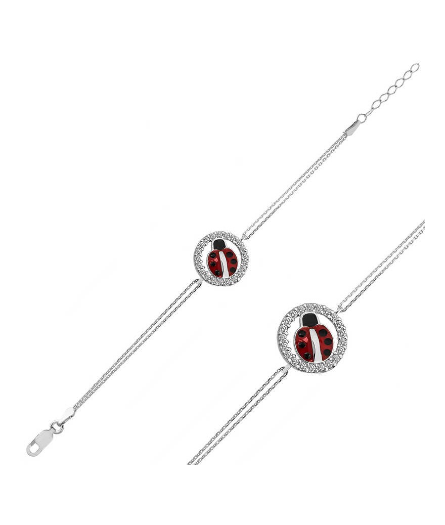 Gümüş Uğur Böceği Bayan Bileklik